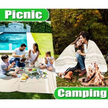 Yongoes Oversized Turkish Beach Towel Blanket Cotton Giant XL Sandproof Towels Huge Linen XXL Extra Large Big Throw Quilt Blankets for Adults Cloud Travel Camping Glamping Accessories Essentials