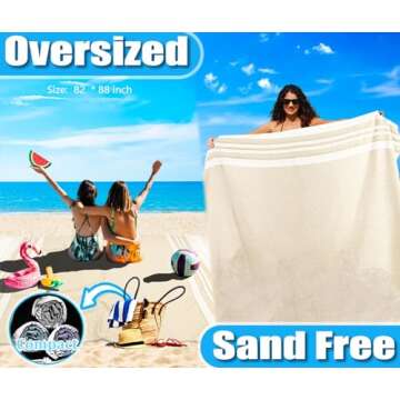 Yongoes Oversized Turkish Beach Towel Blanket Cotton Giant XL Sandproof Towels Huge Linen XXL Extra Large Big Throw Quilt Blankets for Adults Cloud Travel Camping Glamping Accessories Essentials