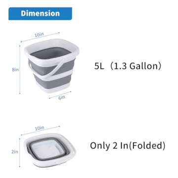 Craftend Collapsible Bucket, 5L 1.3Gallon Small Cleaning Mop Buckets for Household Outdoor Car Washi...