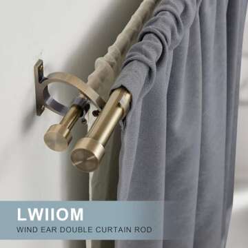 Lwiiom Adjustable End Cap Double Blackout Curtain Rods 36 to 72 Inches (3-6 Feet) for Drapes and Cur...