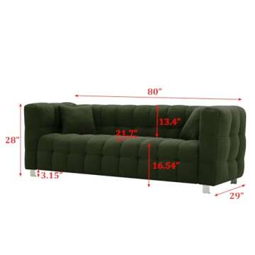 Dolonm Modern Sofa Couch: Chic 80-Inch 3-Seater with Metal Legs