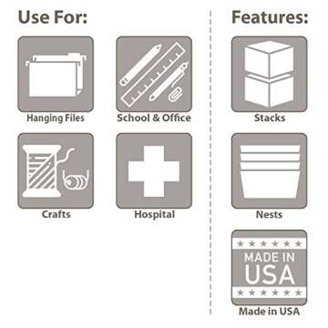 Akro-Mils 12 Gallon KeepBox File Box Plastic Stackable Storage Container with Hinged Attached Lid and Rails for Hanging File Folders, 21-Inch L x 15-Inch W x 12-Inch H, Clear/Blue