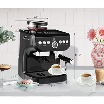 TWLITE Espresso Maker with Grinder and Milk Frother