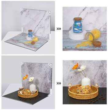 Food Photography Photo Backdrops Board: 7Pcs 12Patterns Product Background Table Top Kit - Flat Lay Props for Jewelry.(Medium Size 16.6x13.3in)…