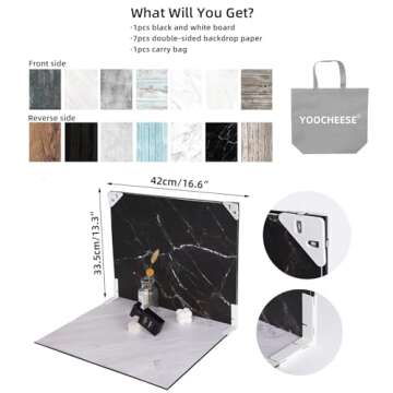 Food Photography Photo Backdrops Board: 7Pcs 12Patterns Product Background Table Top Kit - Flat Lay Props for Jewelry.(Medium Size 16.6x13.3in)…