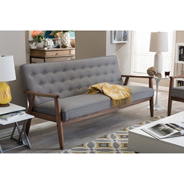 Baxton Studio Sorrento Retro Modern 3-Seater Sofa Grey
