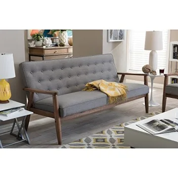 Baxton Studio Sorrento Retro Modern 3-Seater Sofa Grey