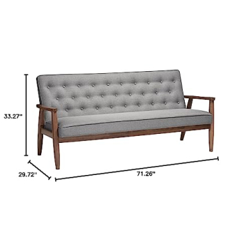 Baxton Studio Sorrento Retro Modern 3-Seater Sofa Grey