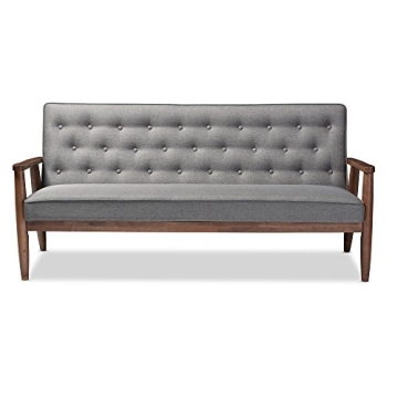Baxton Studio Sorrento Retro Modern 3-Seater Sofa Grey