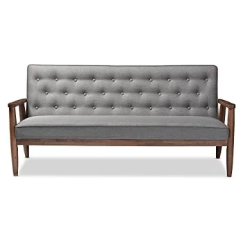 Baxton Studio Sorrento Retro Modern 3-Seater Sofa Grey