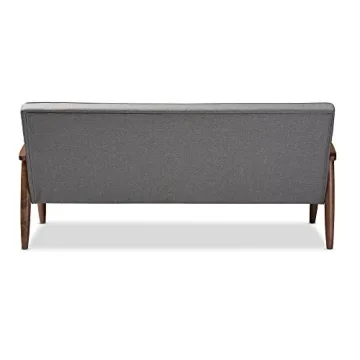 Baxton Studio Sorrento Retro Modern 3-Seater Sofa Grey