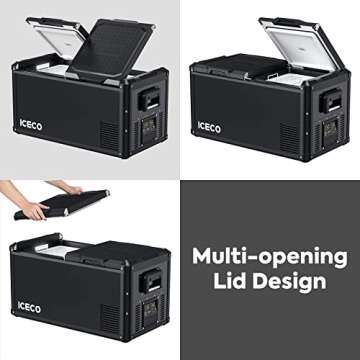 ICECO VL75 ProD Portable Refrigerator, Multi-directional Lid, Dual USB & DC 12/24V, AC 110-240V, 75L Dual Zone Steel Compact Refrigerator Powered by SECOP, 0℉ to 50℉, Home & Car Use [Upgrade]
