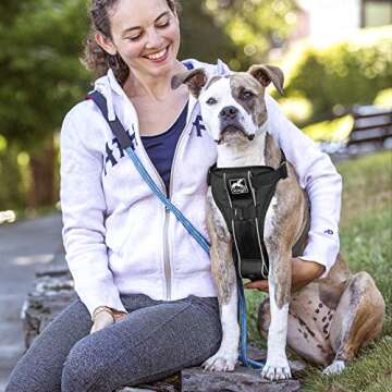 Kurgo Tru-Fit Smart Harness, Dog Harness, Pet Walking Harness, Quick Release Buckles, Front D-Ring for No Pull Training, Includes Dog Seat Belt Tether (Black, X-Large)