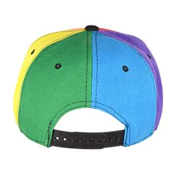 Pride Rainbow Panel Snapback Hat LGBT Bright Trucker Baseball Cap, Adjustable