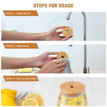 8 Pcs 70mm Bamboo Jar Lids with Straw Hole,Reusable Mason Jar Lids for Beer Can Cups,Sealing Lid Bamboo Lids for Glass Cups,Drinking Jars