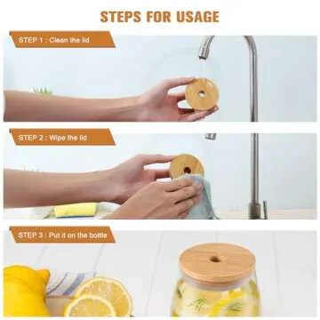 Bamboo Jar Lids with Straw Hole for Stylish Sipping