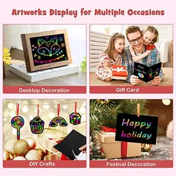 ZMLM Scratch Paper Art Set: 60Pcs Magic Drawing Art Craft Kid Easter Basket Stuffers Scratch Paper Supply Toddler Preschool Learning Toy for Age 3 4 5 6 7 8 Girl Boy Valentine's Day Birthday Gift