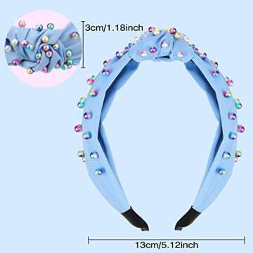 Embellished Hair Accessories for Women and Girls: Faux Pearl Knotted Headbands with Gems and Twisted...