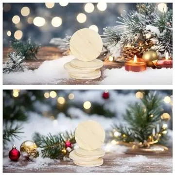 RHBLME 20 Pack Unfinished Wood Coasters, 4 Inch Round Blank Wooden Coasters for Crafts, 0.35 Inch Thickness Blank Coasters Wood Kit for DIY Stained Painting Wood Engraving Home Decor