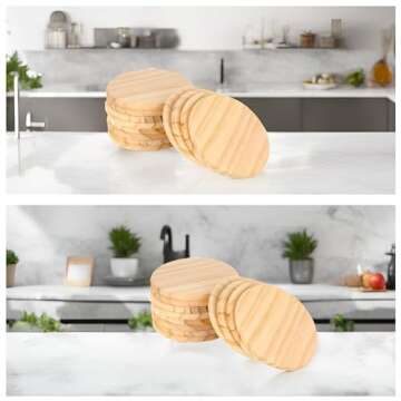 RHBLME 20 Pack Unfinished Wood Coasters, 4 Inch Round Blank Wooden Coasters for Crafts, 0.35 Inch Thickness Blank Coasters Wood Kit for DIY Stained Painting Wood Engraving Home Decor