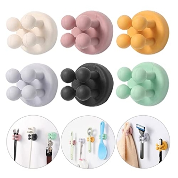 iBetterLife 6 Pcs Silicone Toothbrush Holders - Multi-Function Hook Waterproof Self Adhesive Wall Mo...