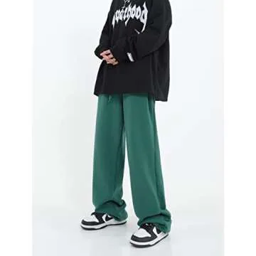 Womens Wide Leg Sweatpants Casual Loose Yoga Pants Comfy Lounge Joggers Baggy Sweatpants Pockets Green