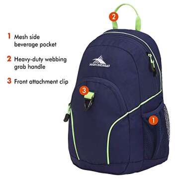 High Sierra Mini Loop Backpack for Women, True Navy/Lime