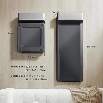 WalkingPad Folding Treadmill, Ultra Slim Foldable Treadmill Smart Fold Walking Pad Portable Safety Non Holder Gym and Running Device P1 Grey 0.5-3.72MPH