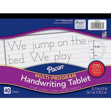 Pacon Handwriting Paper, Zaner-Bloser Curriculum for Grades Pre-K & K, 10-1/2" x 8", 40 Sheets, Idea...