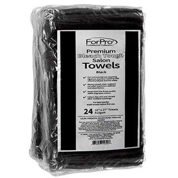 ForPro Professional Collection Premium Bleach Tough Salon Towels, Black, 100% Cotton, Bleach-Proof T...
