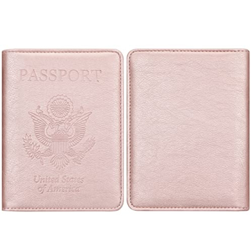 HOTCOOL RFID Passport Vaccine Card Holder with Pen Rose Gold