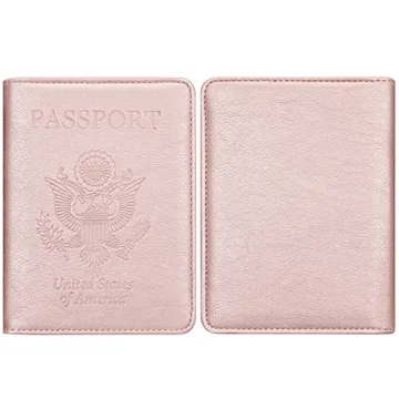 HOTCOOL RFID Passport Vaccine Card Holder with Pen Rose Gold