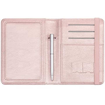 HOTCOOL RFID Passport Vaccine Card Holder with Pen Rose Gold