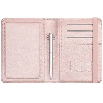 HOTCOOL RFID Passport Vaccine Card Holder with Pen Rose Gold