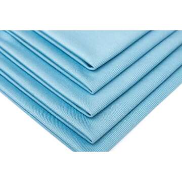 The Rag Company - Premium Window, Glass, Mirror & Chrome Detailing Towels - Professional Korean 70/30 Microfiber Blend, Lint-Free, Streak-Free, 350gsm, 16in. x 16in, Light Blue (5-Pack)