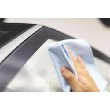 The Rag Company - Premium Window, Glass, Mirror & Chrome Detailing Towels - Professional Korean 70/30 Microfiber Blend, Lint-Free, Streak-Free, 350gsm, 16in. x 16in, Light Blue (5-Pack)