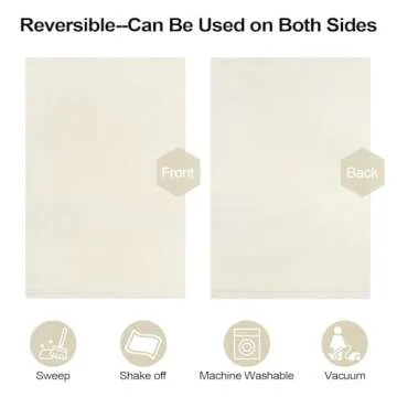 LEEVAN Cotton Runner Rug, 2'x6', White, Reversible, Washable, Bohemian Kitchen Hallway Bathroom Modern Entryway