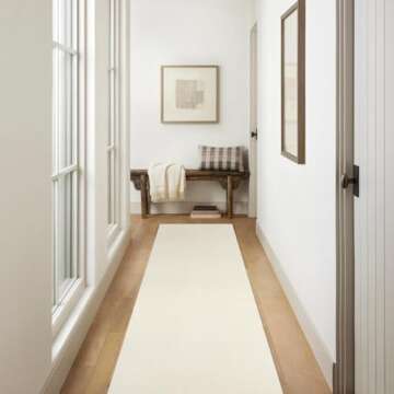 LEEVAN Cotton Runner Rug, 2'x6', White, Reversible, Washable, Bohemian Kitchen Hallway Bathroom Modern Entryway