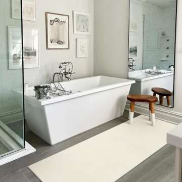 LEEVAN Cotton Runner Rug, 2'x6', White, Reversible, Washable, Bohemian Kitchen Hallway Bathroom Modern Entryway