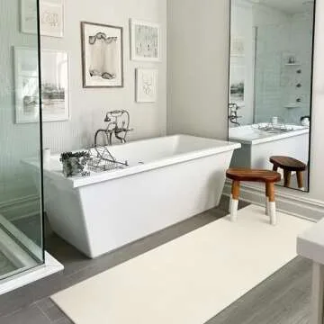 LEEVAN Cotton Runner Rug, 2'x6', White, Reversible, Washable, Bohemian Kitchen Hallway Bathroom Modern Entryway