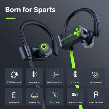 Waterproof Bluetooth 5.3 Over-Ear Earbuds for Sports