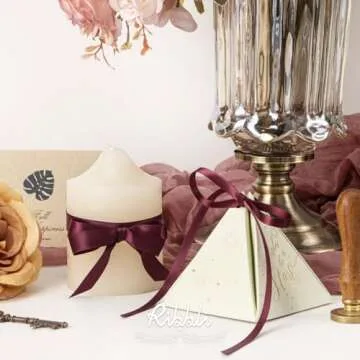 Ribbli Dark Burgundy Satin Ribbon Double Faced Satin 1/2 inch x Continuous 50 Yards-Burgundy Ribbon for Gift Wrapping Crafts Wedding Decoration Bows Bouquet Floral Arrangement