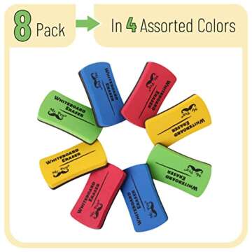 Mr. Pen- Magnetic Dry Erase Erasers, 8 Pack, Assorted Colors, Whiteboard Eraser, Dry Eraser, White B...