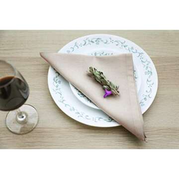 AMOUR INFINI Cotton Cloth Napkins Set of 12 Washable Soft Premium Hotel Quality 18x18 inch Dinner Napkin for Parties, Weddings and Thanksgiving, Christmas Decoration ((Beige)