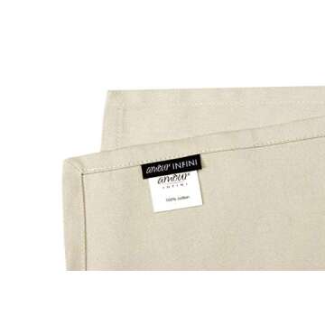 AMOUR INFINI Cotton Cloth Napkins Set of 12 Washable Soft Premium Hotel Quality 18x18 inch Dinner Napkin for Parties, Weddings and Thanksgiving, Christmas Decoration ((Beige)