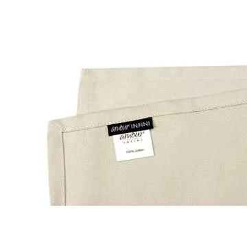 AMOUR INFINI Cotton Cloth Napkins Set of 12 Washable Soft Premium Hotel Quality 18x18 inch Dinner Napkin for Parties, Weddings and Thanksgiving, Christmas Decoration ((Beige)