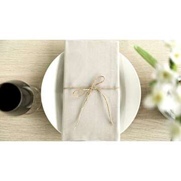 AMOUR INFINI Cotton Cloth Napkins Set of 12 Washable Soft Premium Hotel Quality 18x18 inch Dinner Napkin for Parties, Weddings and Thanksgiving, Christmas Decoration ((Beige)