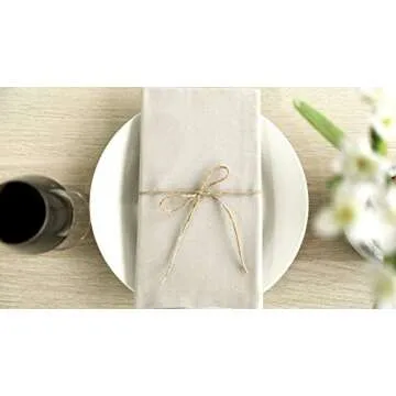 AMOUR INFINI Cotton Cloth Napkins Set of 12 Washable Soft Premium Hotel Quality 18x18 inch Dinner Napkin for Parties, Weddings and Thanksgiving, Christmas Decoration ((Beige)
