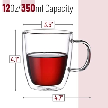 Stylish BTaT Double Wall Insulated Glass Coffee Mugs