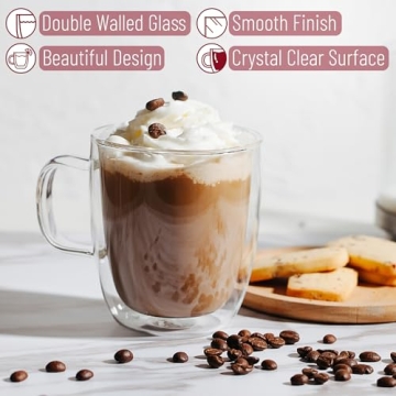 Stylish BTaT Double Wall Insulated Glass Coffee Mugs